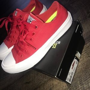 Red converse with custom cushion soles